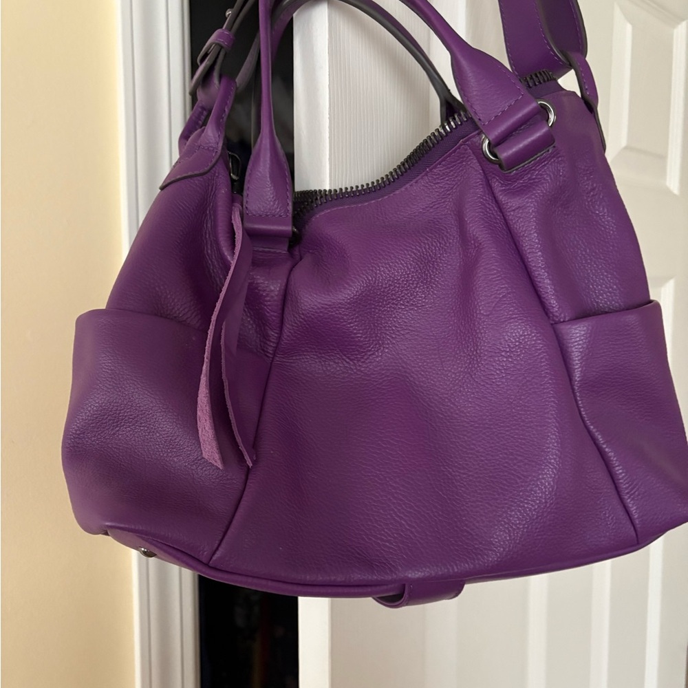 Aimee Kestenberg Vibrant Purple Leather Satchel - Picture 3 of 10